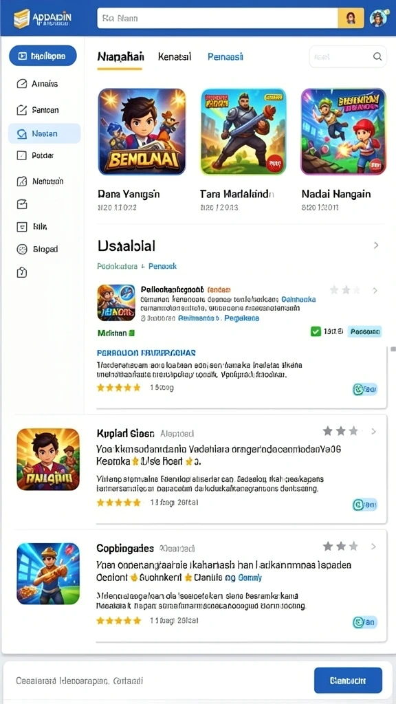 Screenshot menunjukkan berbagai tantangan yang harus dihadapi pemain.