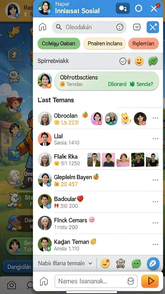 Fitur game sosial yang memperkuat interaksi antar pemain.