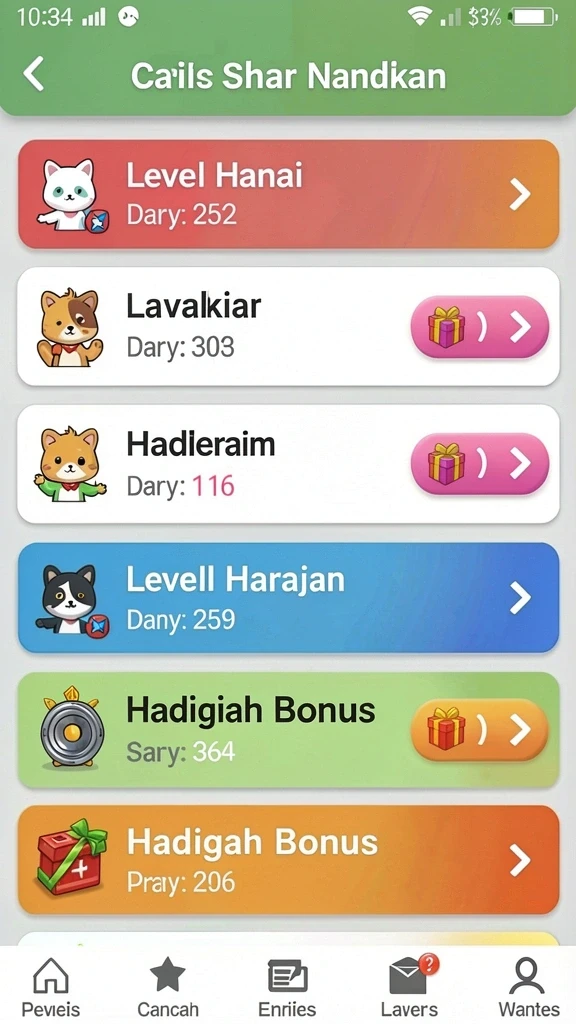 Screenshot kedua menunjukkan berbagai jenis permainan yang tersedia.